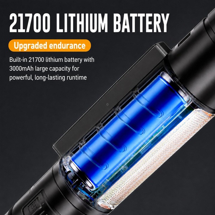 Multifunctional Zoom Car Flashlight Magnetic Led Work Light For Vehicle Maintenance(Black)