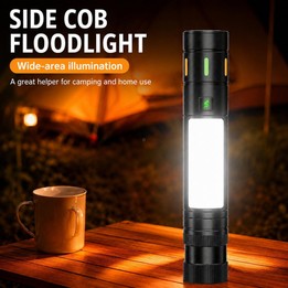 Multifunctional Zoom Car Flashlight Magnetic Led Work Light For Vehicle Maintenance(Black)