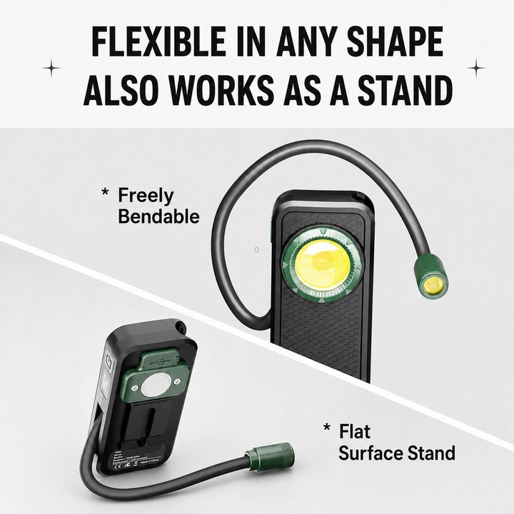 Multifunctional Magnetic Flexible Hose Cob Work Light Portable Flashlight For Outdoor Emergency Lighting(Black)