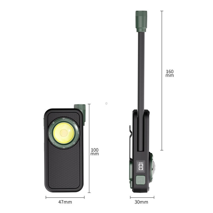 Multifunctional Magnetic Flexible Hose Cob Work Light Portable Flashlight For Outdoor Emergency Lighting(Black)