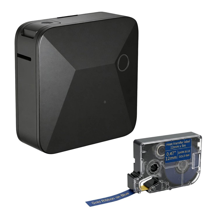 R15 Portable Ribbon Label Maker Bluetooth Gift Satin Ribbon Printer(Black With Blue Ribbon)