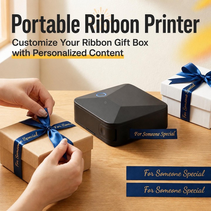R15 Portable Ribbon Label Maker Bluetooth Gift Satin Ribbon Printer(White With White Label)