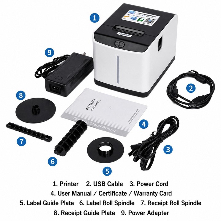 Xprinter XP-T271U Cloud Tag Wifi Thermal Label Receipt Printer For Milk Tea Drink Label Sticker Printing UK Plug