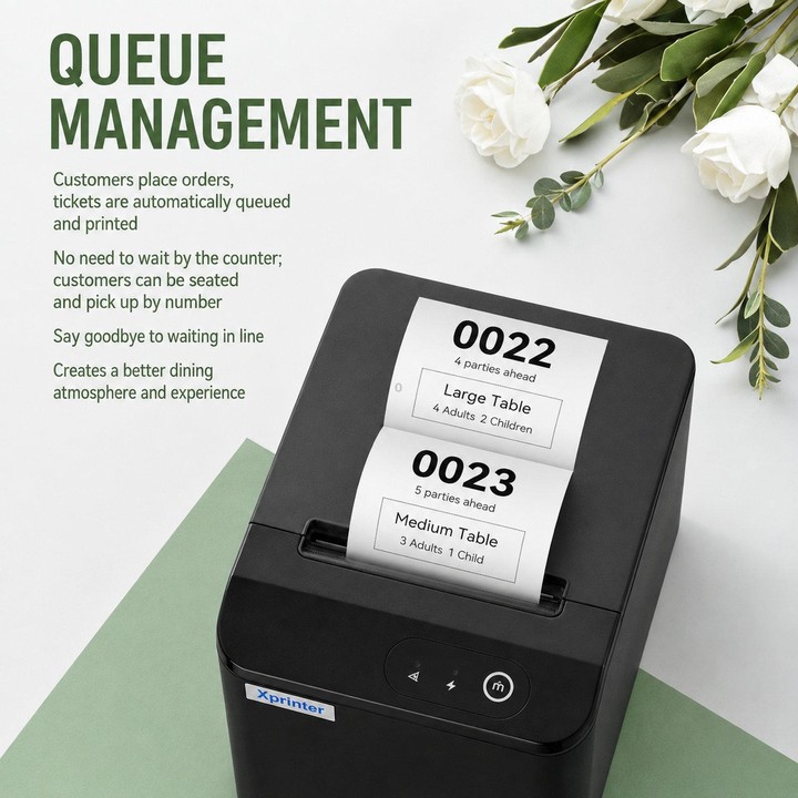 Xprinter XP-T80Q Thermal Receipt Printer For Catering Medical & Milk Tea Shops, SPec: USB(EU Plug)