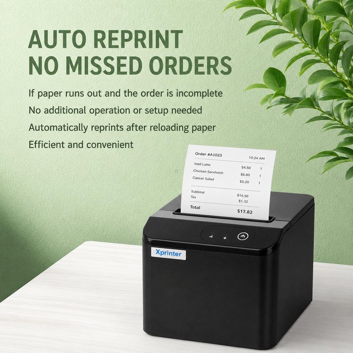 Xprinter XP-T80Q Thermal Receipt Printer For Catering Medical & Milk Tea Shops, SPec: USB(EU Plug)