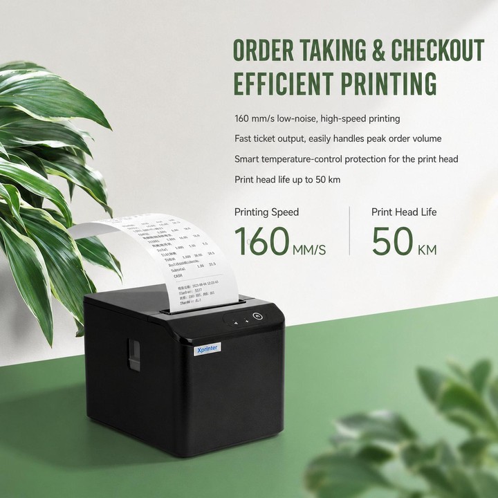 Xprinter XP-T80Q Thermal Receipt Printer For Catering Medical & Milk Tea Shops, SPec: USB(UK Plug)