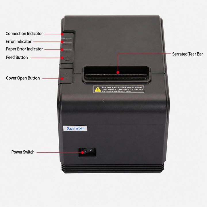 Xprinter XP-Q200 USB+Lan Port Thermal Receipt Printer 80mm Printing Machine For Catering & Milk Tea Shops US Plug