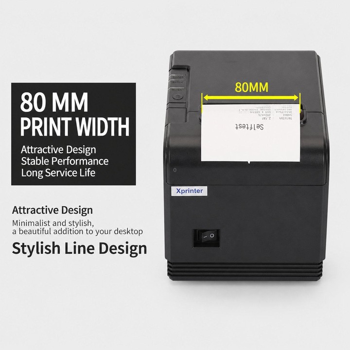 Xprinter XP-Q200 USB+Lan Port Thermal Receipt Printer 80mm Printing Machine For Catering & Milk Tea Shops EU Plug