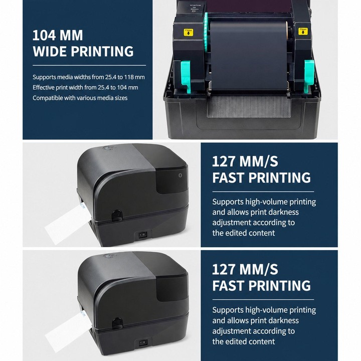Xprinter XP-TT426B Thermal Transfer Ribbon Printer For Labels And Clothing Hang Tags, Spec: USB(EU Plug)