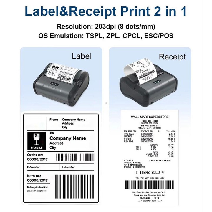 M430B Portable 4 inch Thermal Label Printer Wireless Bluetooth Shipping Label Maker With OLED Screen