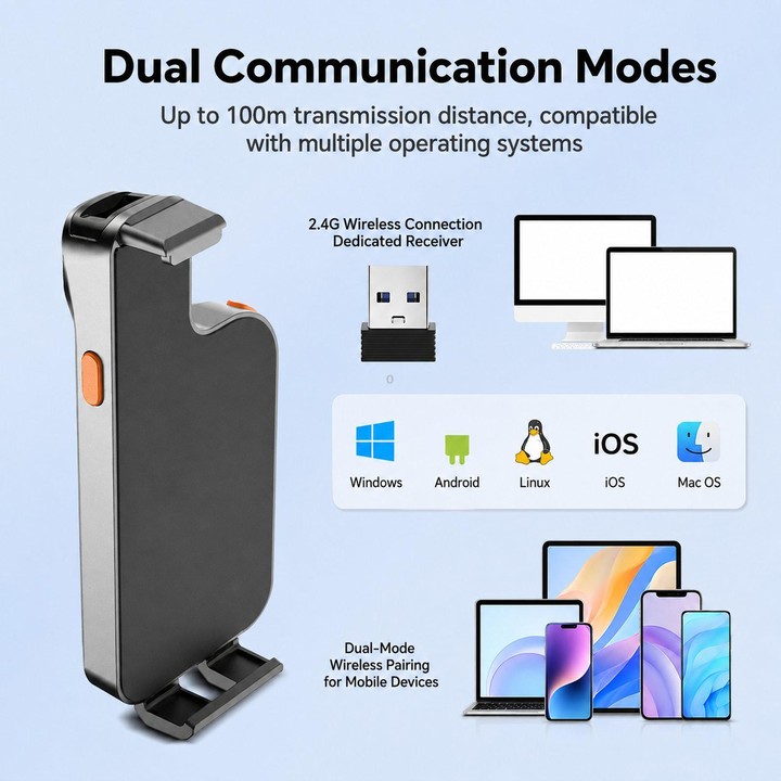 K20 Back Clip 2D Barcode Scanner Wireless Bluetooth QR Code Reader