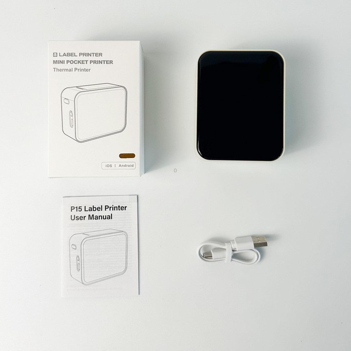 P15 Mini Bluetooth Label Maker Portable Thermal Sticker Printer Machine, Spec: Milk Tea White With 1 Roll Label Paper