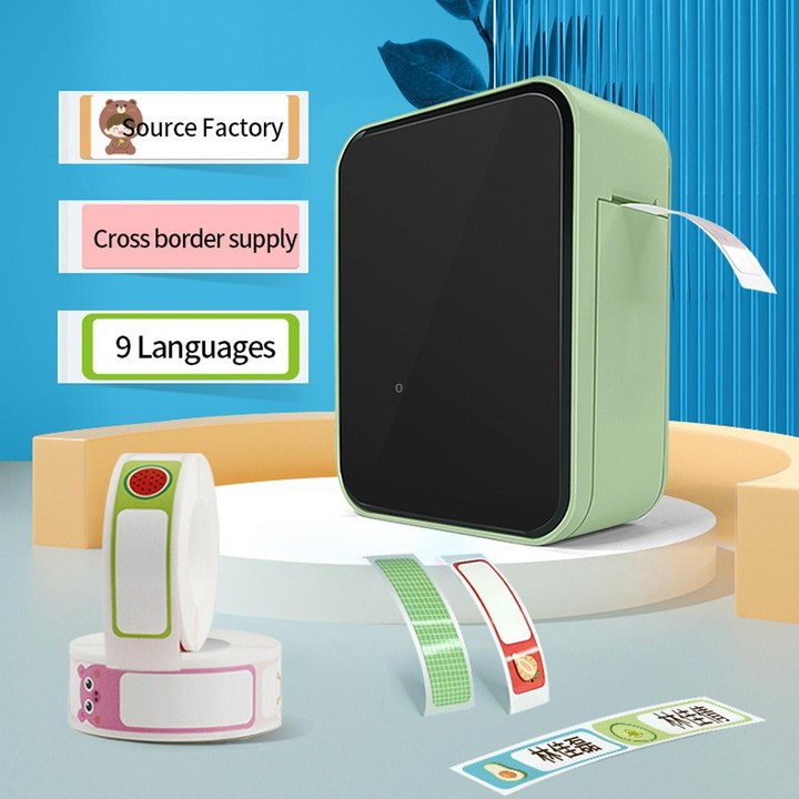 P15 Mini Bluetooth Label Maker Portable Thermal Sticker Printer Machine, Spec: Milk Tea White+Cover With 1 Roll Label Paper