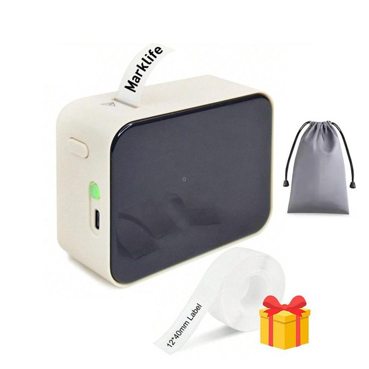 P15 Mini Bluetooth Label Maker Portable Thermal Sticker Printer Machine, Spec: Milk Tea White+Cover With 1 Roll Label Paper