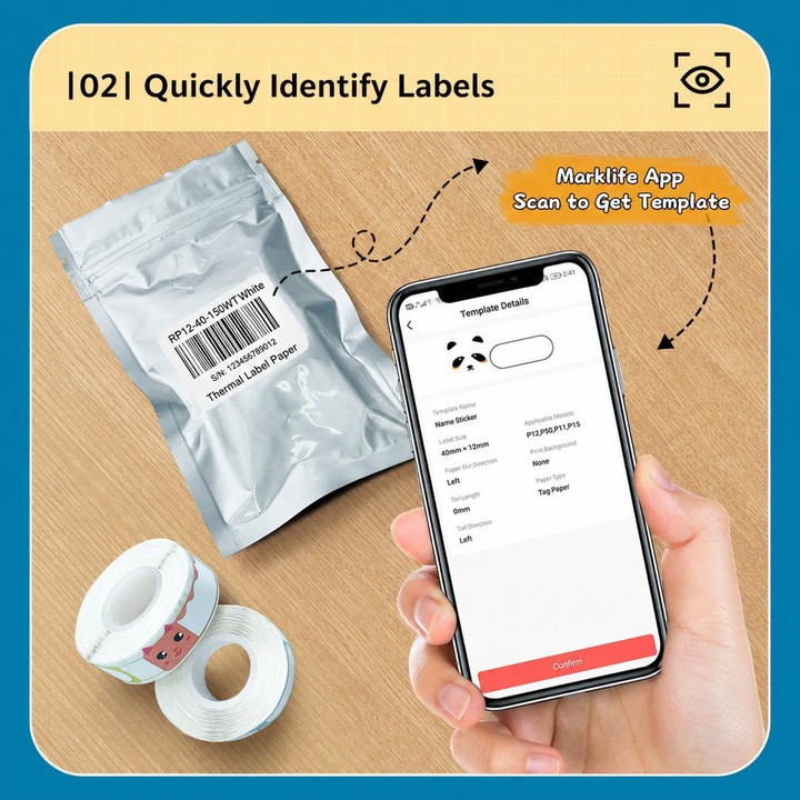 P15 Mini Bluetooth Label Maker Portable Thermal Sticker Printer Machine, Spec: Milk Tea White+Cover With 1 Roll Label Paper