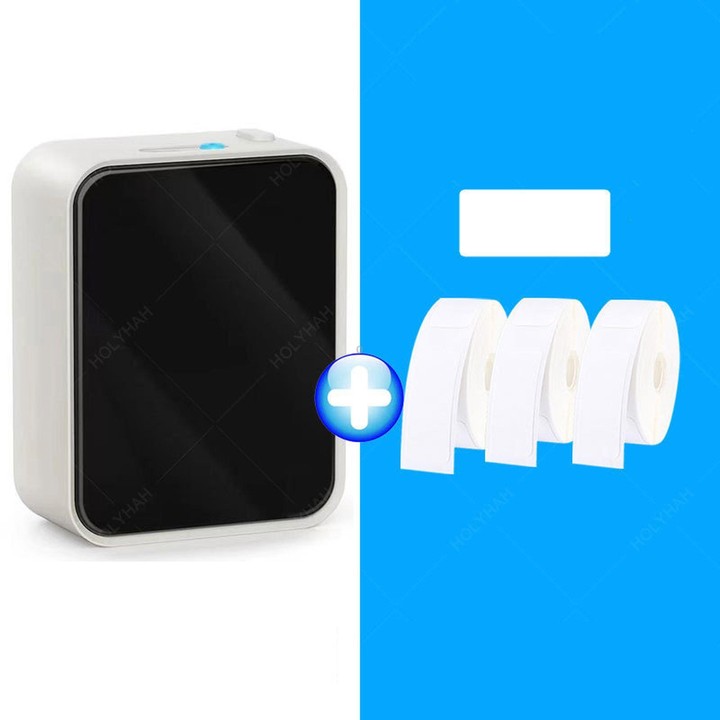P15 Mini Bluetooth Label Maker Portable Thermal Sticker Printer Machine, Spec: Milk Tea White+3 Roll White Label Paper With 1 Ro