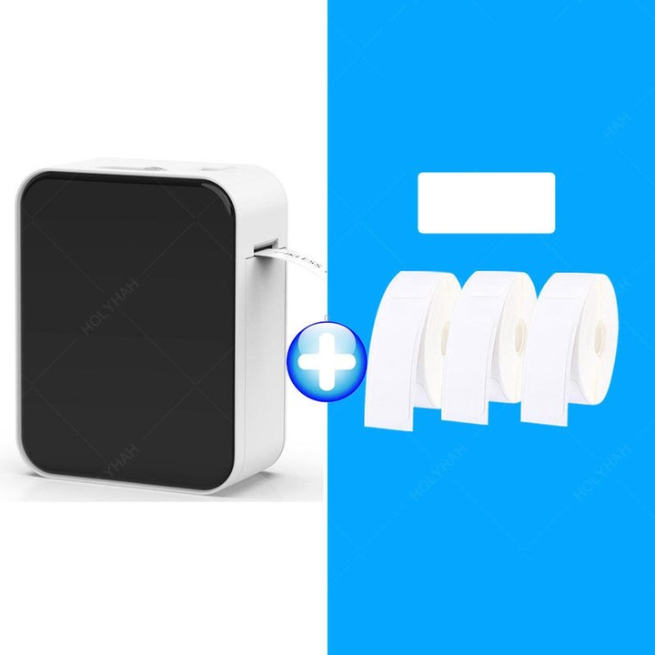 P15 Mini Bluetooth Label Maker Portable Thermal Sticker Printer Machine, Spec: White+3 Roll White Label Paper With 1 Roll Label
