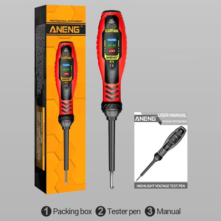 ANENG High-Precision Digital Smart Voltage Tester Pen With Non-Contact Induction(Red Phillips-head)
