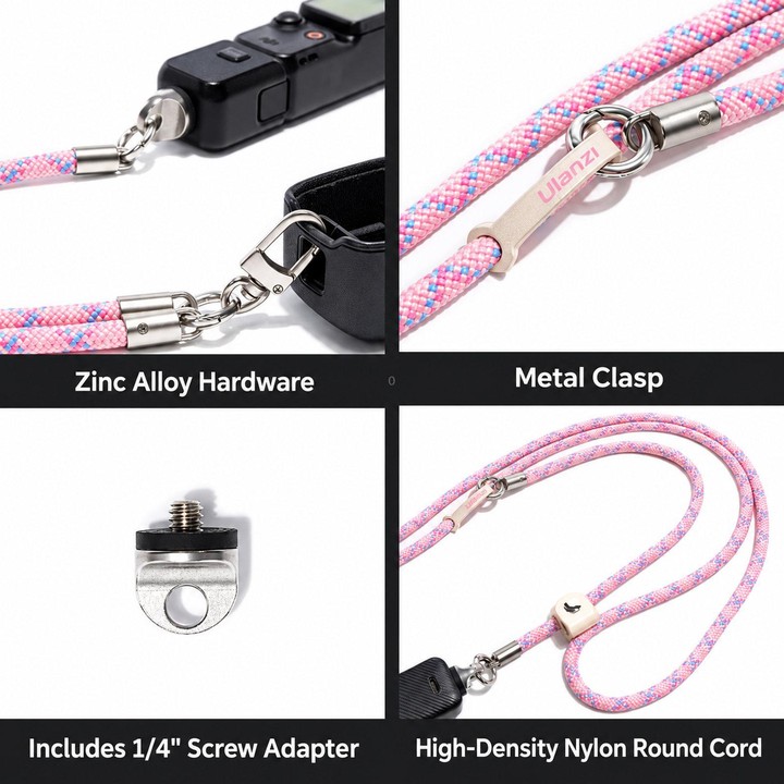 Cwatcun D232 Camera Lanyard 2 In 1 Crossbody Neck Strap Adjustable Wrist Rope With 1/4 Screw Quick Release Clasp, Color: Medium