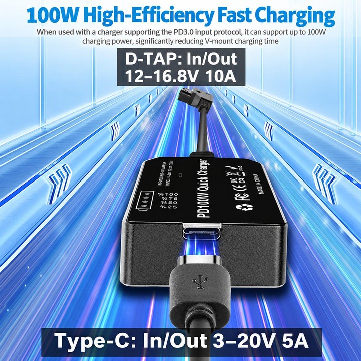 FOMITO PD 100W V-Mount Battery Charger D-Tap To Type-C Adapter