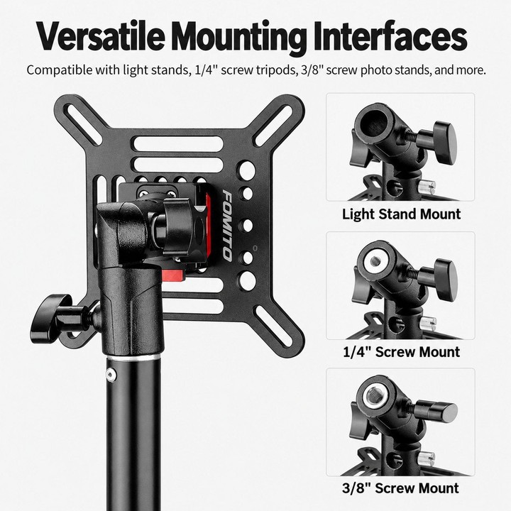 FOMITO Adjustable V-Mount Quick Release Monitor Bracket, Spec: Single