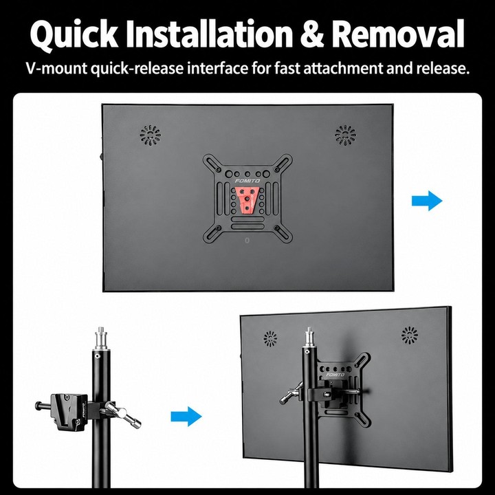 FOMITO Adjustable V-Mount Quick Release Monitor Bracket, Spec: Single