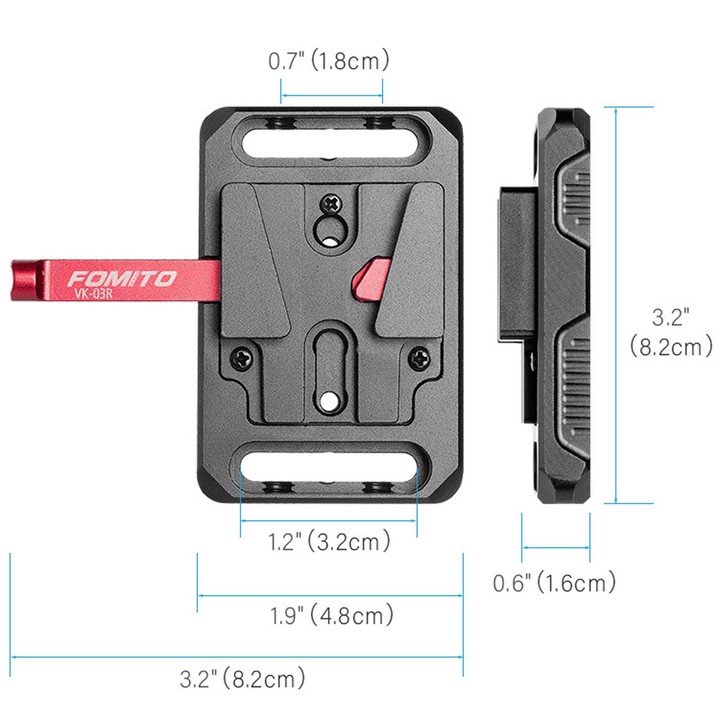 FOMITO VK-03R V-Mount Battery Hanging Plate Photography Expansion Accessory(Black)