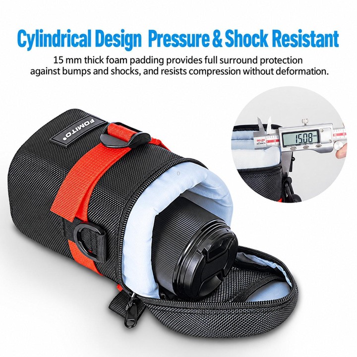 FOMITO Handheld & Waist-Hung Portable Lens Bag For Mirrorless And DSLR Cameras, Spec: Small Black
