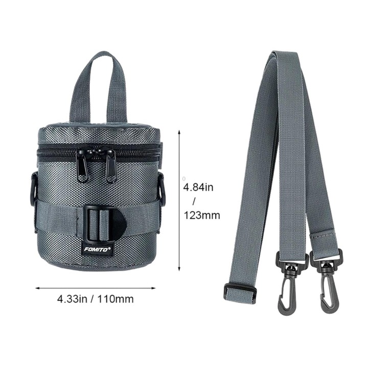 FOMITO Handheld & Waist-Hung Portable Lens Bag For Mirrorless And DSLR Cameras, Spec: Small Grey