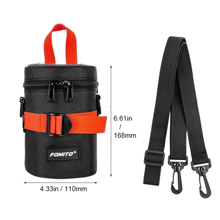 FOMITO Handheld & Waist-Hung Portable Lens Bag For Mirrorless And DSLR Cameras, Spec: Medium Black