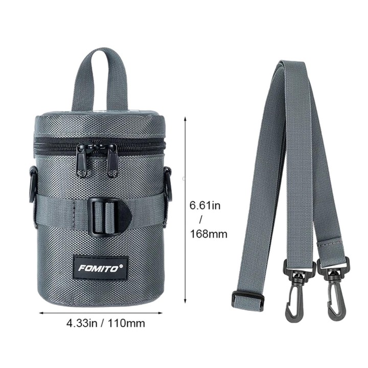 FOMITO Handheld & Waist-Hung Portable Lens Bag For Mirrorless And DSLR Cameras, Spec: Medium Grey