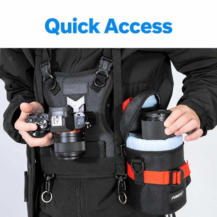 FOMITO Handheld & Waist-Hung Portable Lens Bag For Mirrorless And DSLR Cameras, Spec: With Digital Display Medium Black