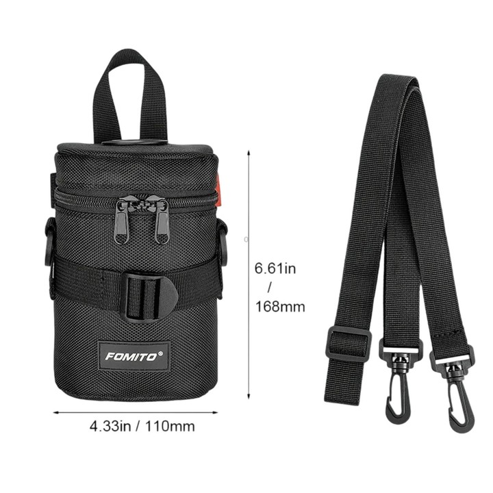 FOMITO Handheld & Waist-Hung Portable Lens Bag For Mirrorless And DSLR Cameras, Spec: With Digital Display Medium Black