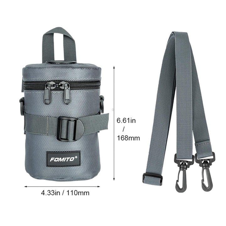 FOMITO Handheld & Waist-Hung Portable Lens Bag For Mirrorless And DSLR Cameras, Spec: With Digital Display Medium Grey