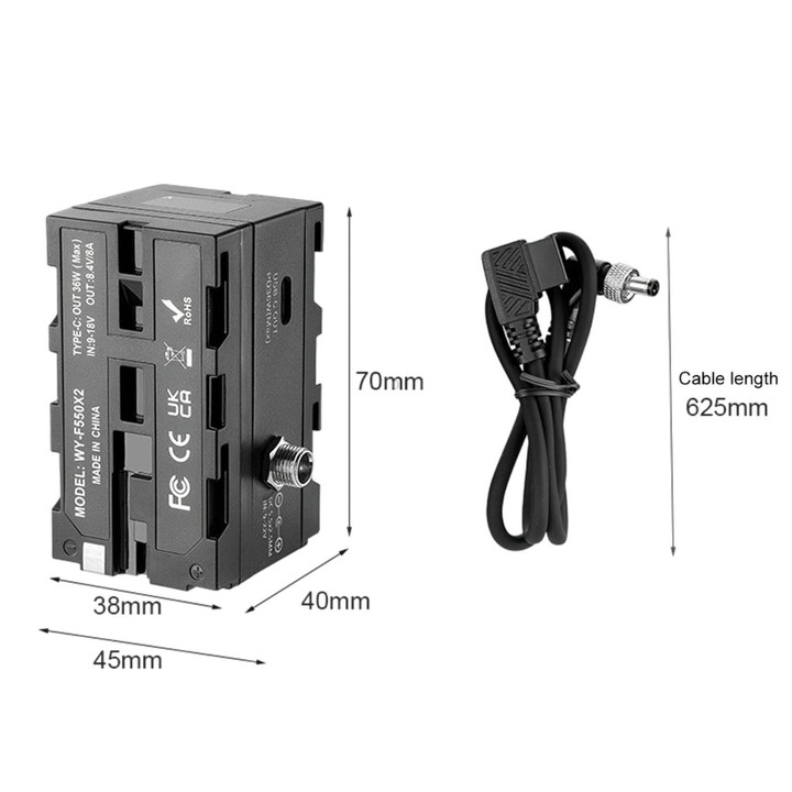 FOMITO NP-F550 / 970 / 990 Rotatable Dual-Sided Battery Converter For V-Mount Battery Monitor(Black)