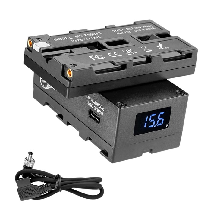 FOMITO NP-F550 / 970 / 990 Rotatable Dual-Sided Battery Converter For V-Mount Battery Monitor(Black)