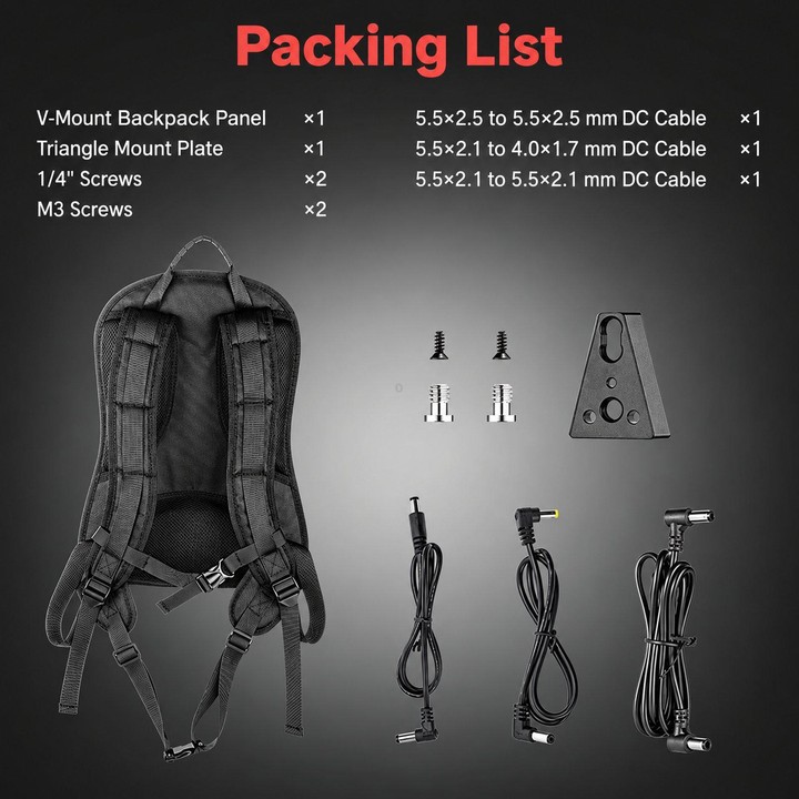 FOMITO Live Streaming V-Mount Battery Backpack Hanging Plate Mobile Wireless Video & Cloud Switcher Back Frame(Black)