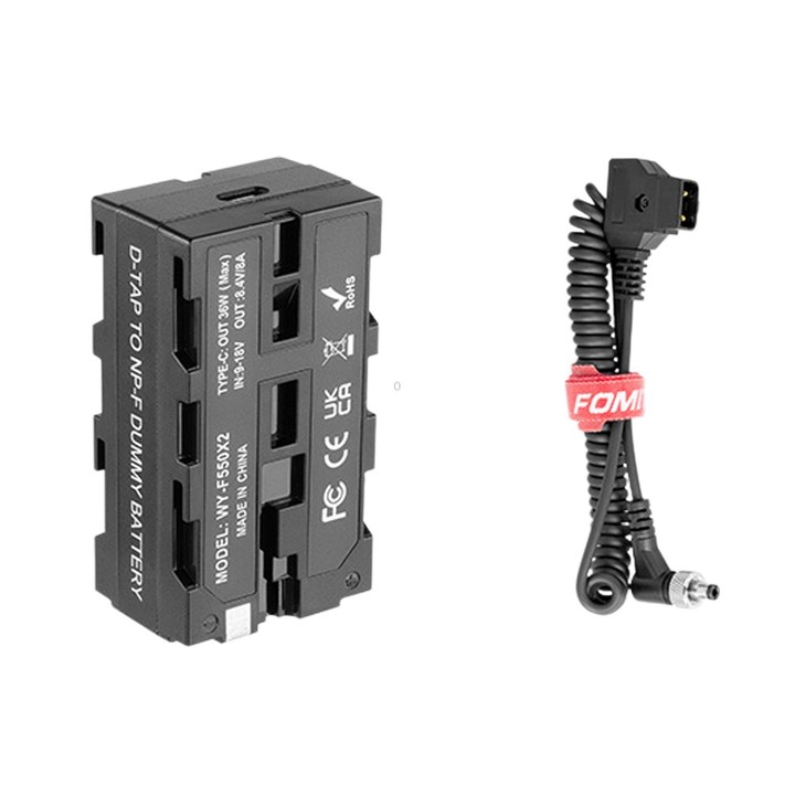 FOMITO NPF-2DC DC Version NP-F Battery Port 3-Way Converter D-Tap To NPF-F550/F750/F970 Dual Side Dummy Battery, Spec: Spring Wi