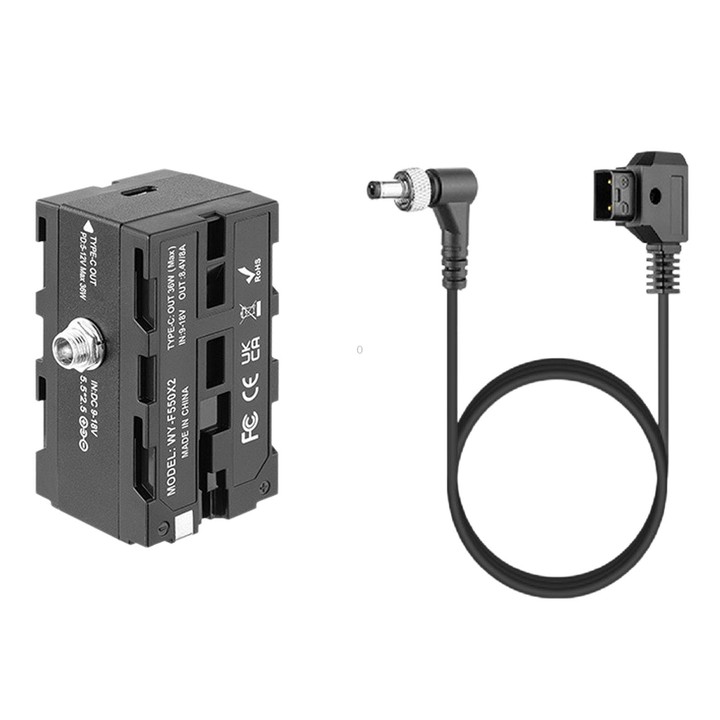 FOMITO NPF-2DC DC Version NP-F Battery Port 3-Way Converter D-Tap To NPF-F550/F750/F970 Dual Side Dummy Battery, Spec: Line