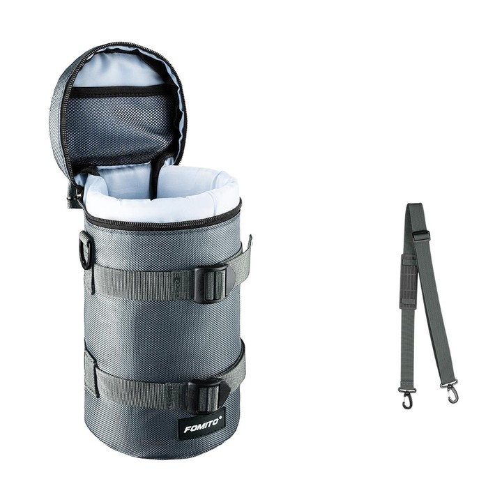FOMITO Shockproof Camera Lens Storage Bag DSLR Mirrorless Lens Protective Pouch, Spec: JTB-6G Grey