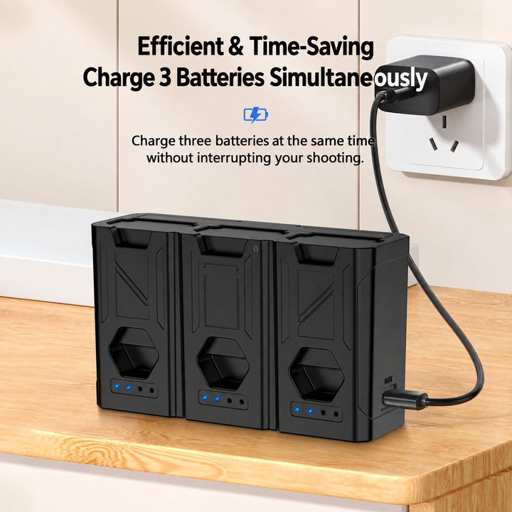 BQ01 For Sony FZ-100 Portable High Capacity Camera Battery Charger 3-Port Fast Charging