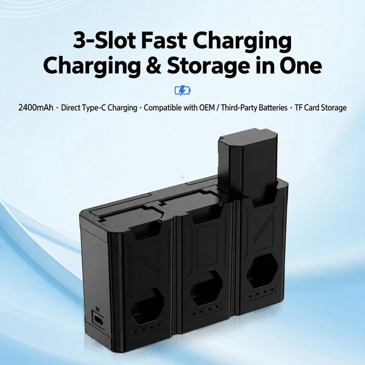 BQ01 For Sony FZ-100 Portable High Capacity Camera Battery Charger 3-Port Fast Charging
