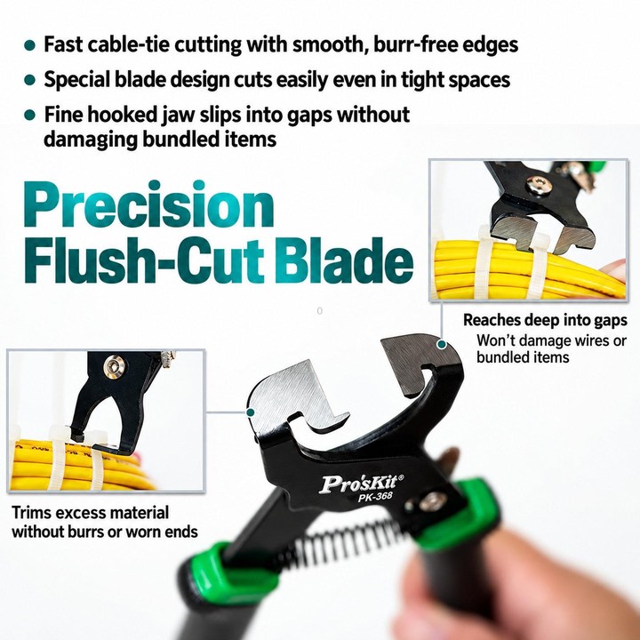 ProsKit PM-386 Nylon Cable Tie Cutter Safety Latch Cable Tie Cutting Pliers