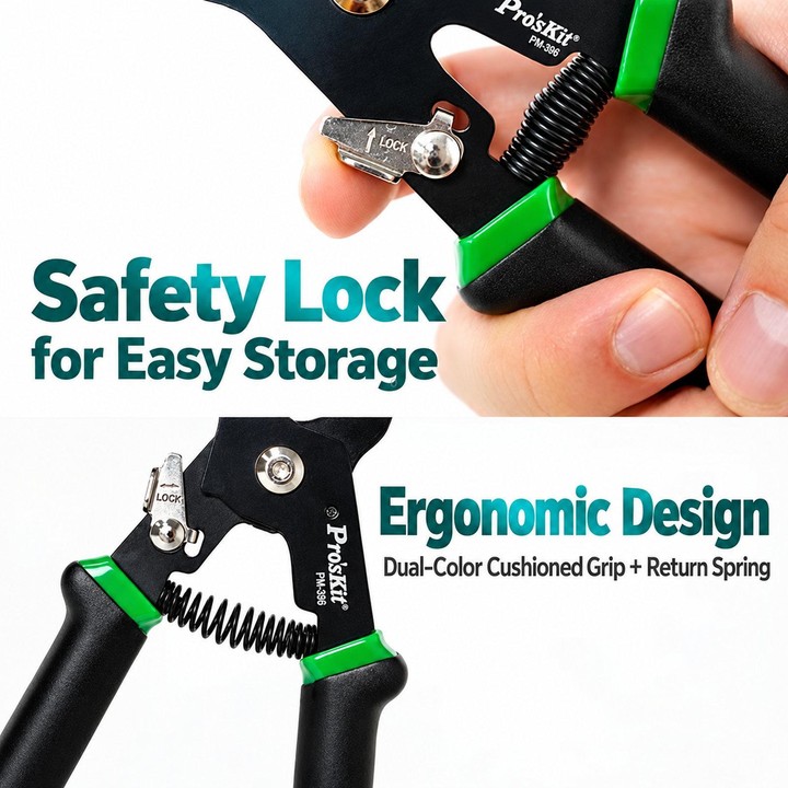 ProsKit PM-386 Nylon Cable Tie Cutter Safety Latch Cable Tie Cutting Pliers