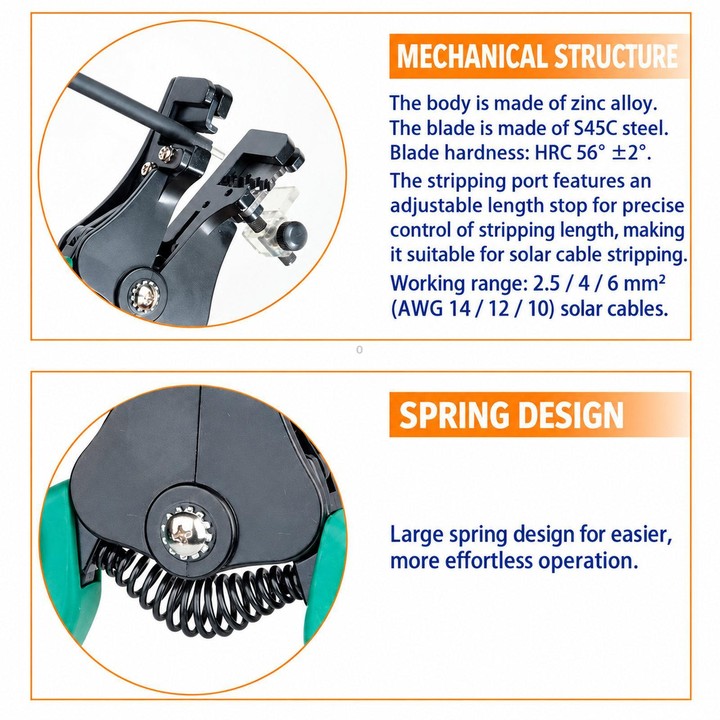ProsKit CP-246 Adjustable Non-Slip Solar PV Cable Stripper