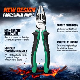 ProsKit 1PK-051DS 8 inch Electrician Flat Nose Pliers Industrial Grade Combination Pliers