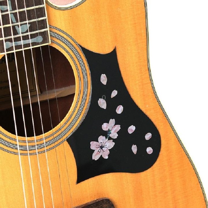2 PCS Guitar Panel Stickers DIY Cherry Blossom Stickers Ukuleles Paste(Cherry Petals)