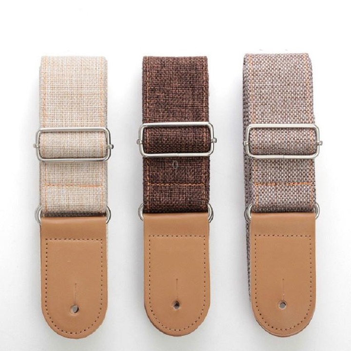 Cotton Linen Guitar Studs Strap Diagonal Shoulder Strap Musical Instrument Accessories(Brown)