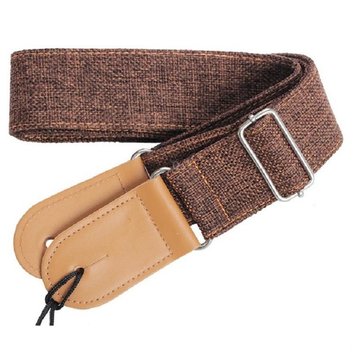 Cotton Linen Guitar Studs Strap Diagonal Shoulder Strap Musical Instrument Accessories(Brown)