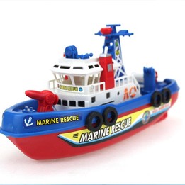Electric Fishing Fire Boat Baby Shower Toy with Water Spray & Light & Sound Function